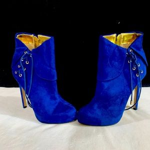Blue Suede Shoes (Bootie) with Gold Accent by Thalia Sodi